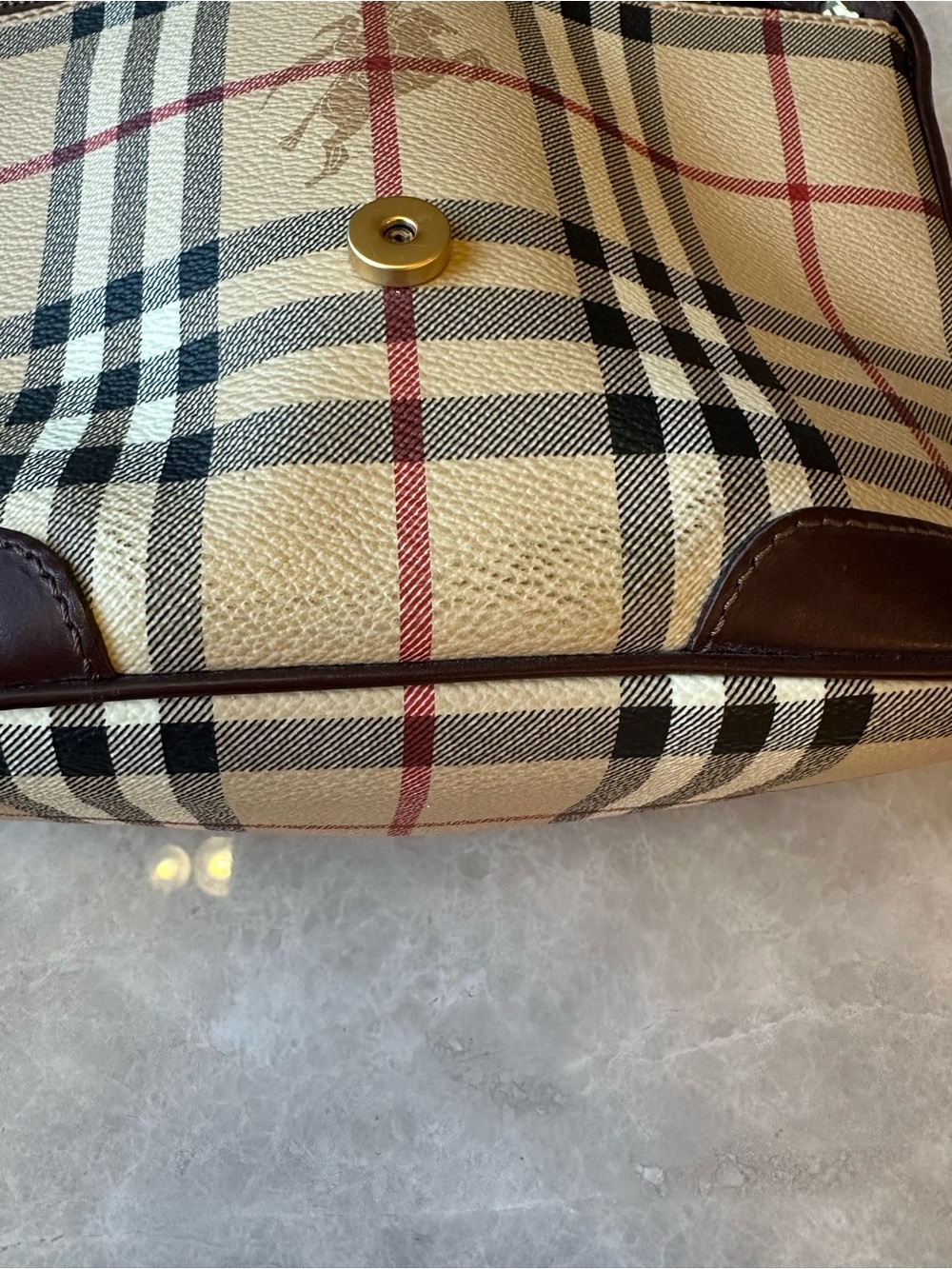 Burberry Beige Check Crossbody with Dark Brown Trim and Matching Wallet - Picture 7 of 9